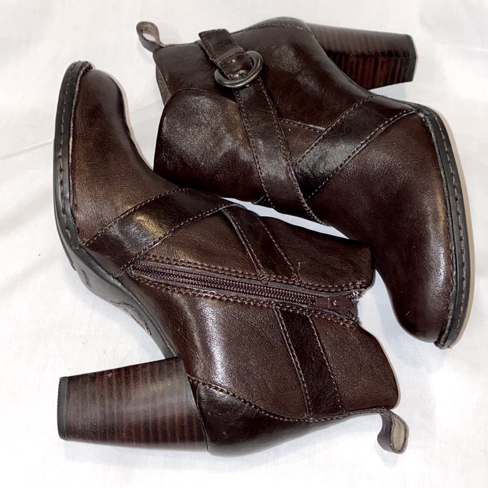 Born Chocolate Brown Heeled Booties size 8